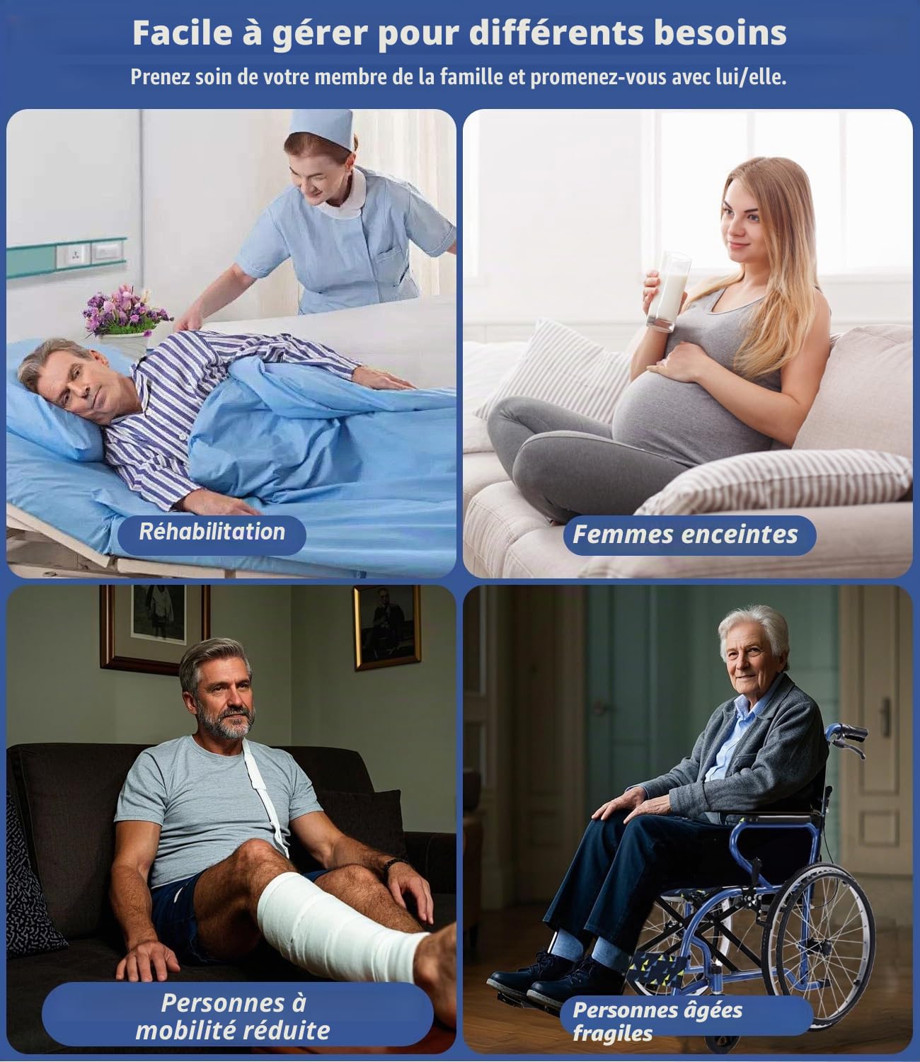 Fauteuil roulant pliable, léger, jusqu'à 120 kg, double frein, 12,5 kg, auto-propulsion, personnes âgées, roue arrière 50 cm anti-crevaison