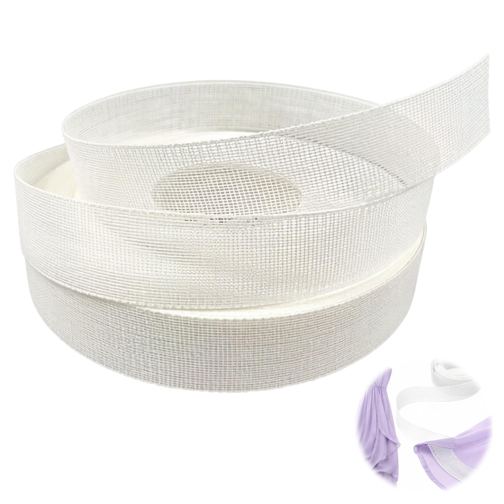 4 Yards Fishbone Hem Tape,Fabric Hemming Guide,Durable Reusable Boning for Sewing,Sewn Narrow Edges and Curved Hem,Ideal for DIY Clothing Projects and Edging on Dresses,Skirts,Wedding Gowns,and Veils