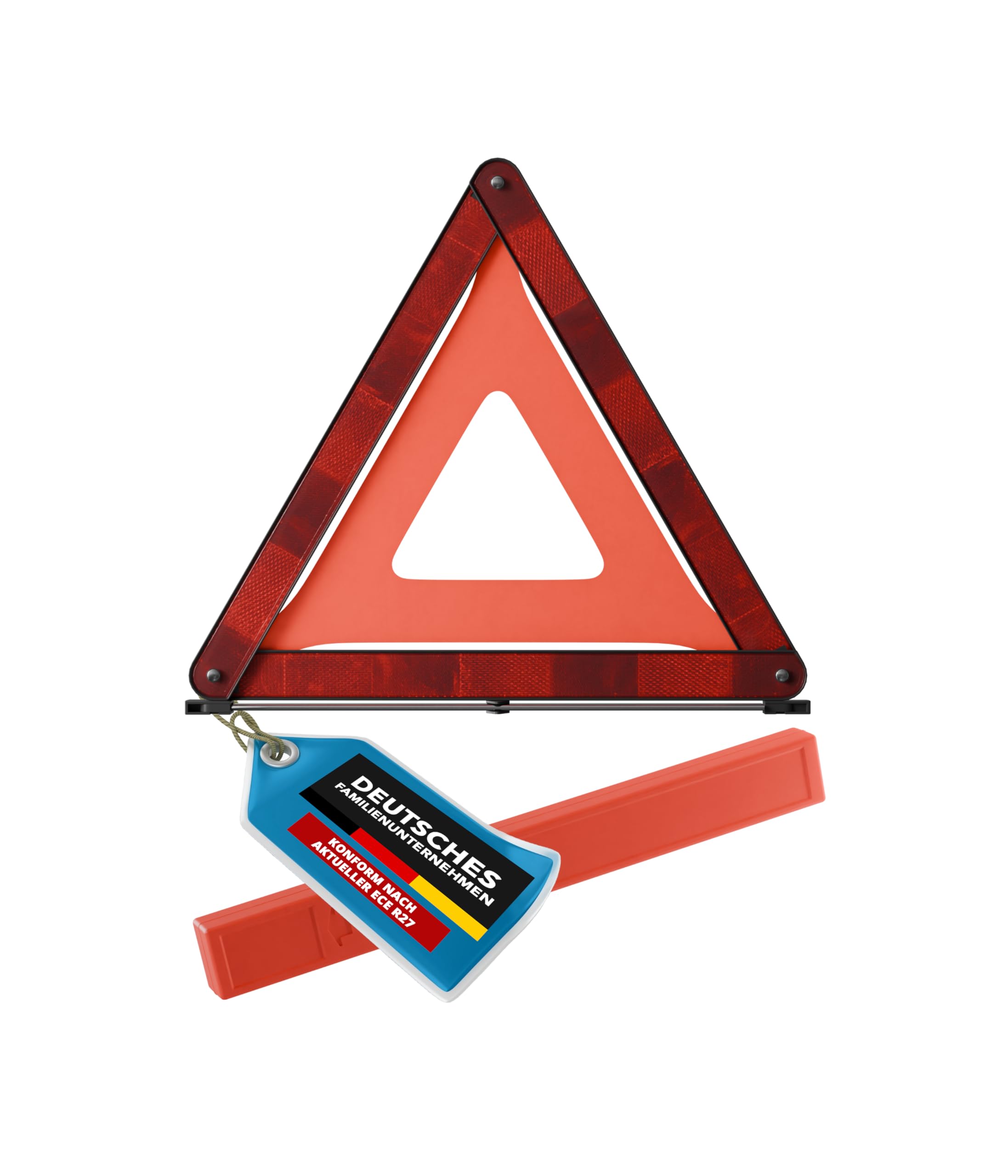 Thomatex® Warndreieck – Klappbares Sicherheitsdreieck, konform nach ECE R27 – Stabile Standfüße & Reflektoren – Für Auto, LKW & Motorrad – Autozubehör