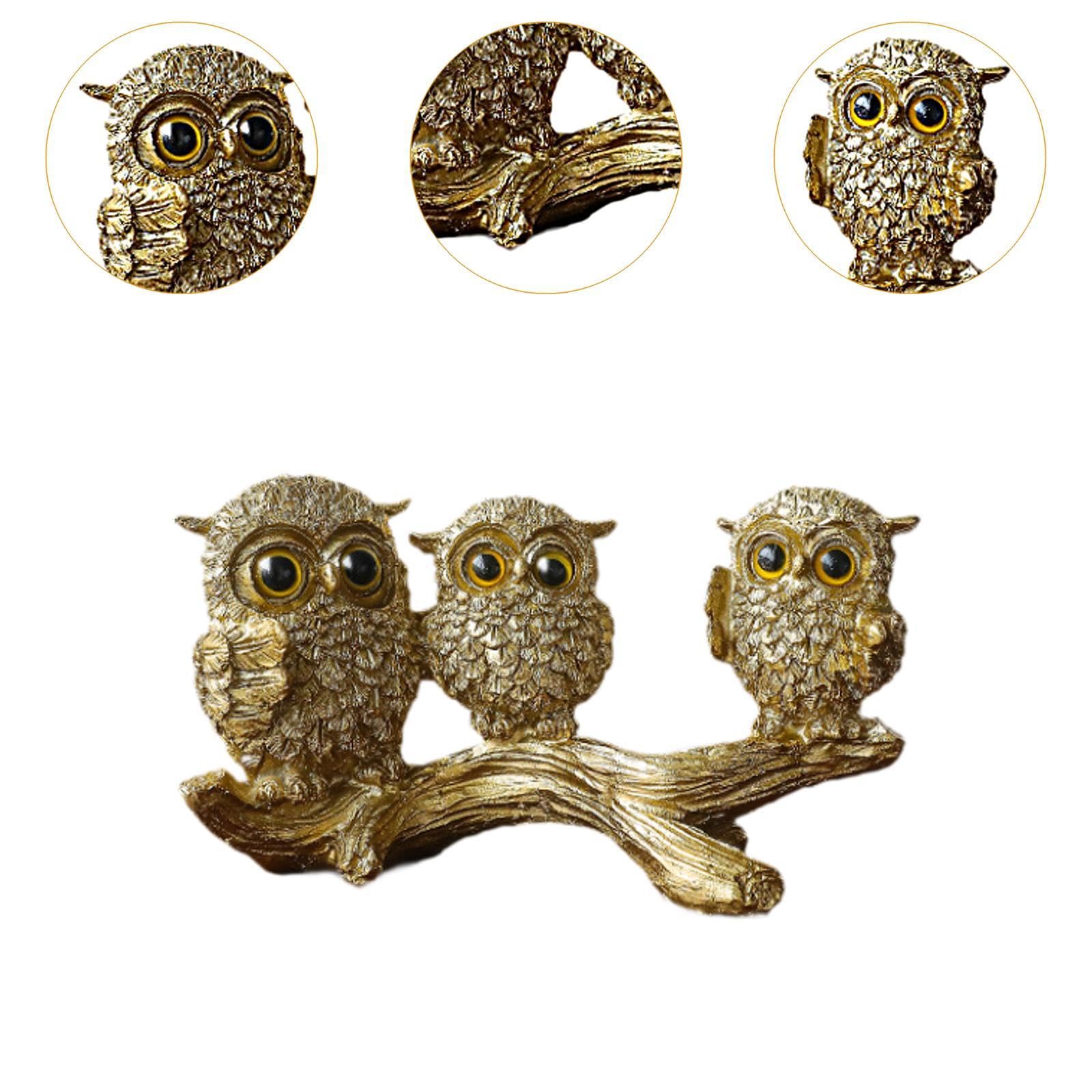 Amazon.co.jp: KLKCMS 黄金のフクロウの置物 動物の彫刻 装飾