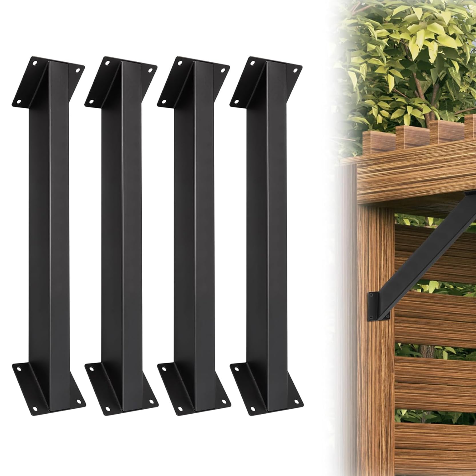 GOUZIBHD Black Metal 45 Degree Angle Support Bracket Connector Corner Brace Inside Joint,45 Degree Pergola Bracket for Wood Post and Beam Pergolas Gazebo(Size:4 Pcs)