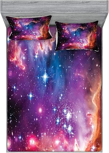 Miniatura 143 de Ambesonne Juego de sábanas bajeras y fundas de almohada, diseño retro de los videojuegos con botones de joystick vintage de los años 80 y 90, diseño