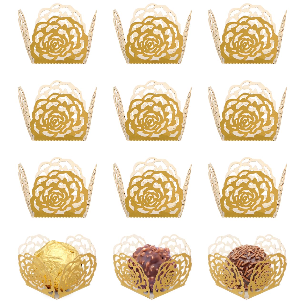 Petits gobelets à bonbons en papier pour truffes et mignardises de fête - Lot de 50 pièces