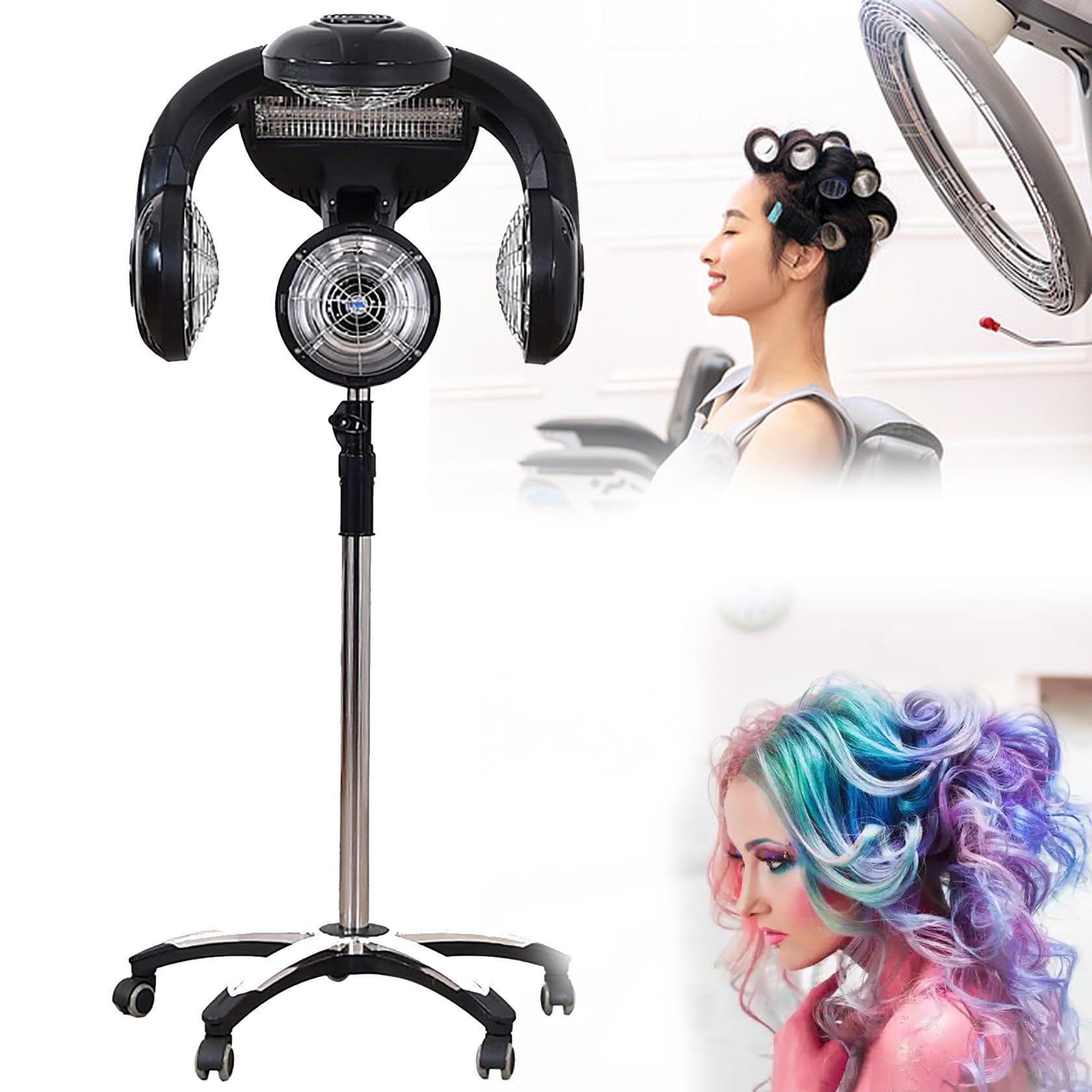 1200W Stand Hair Dryer Hood Orbiting Infrared Hair Dryer Orbiting Hair Color Processor Multi-Function Dryer Accelerator Temperature Height