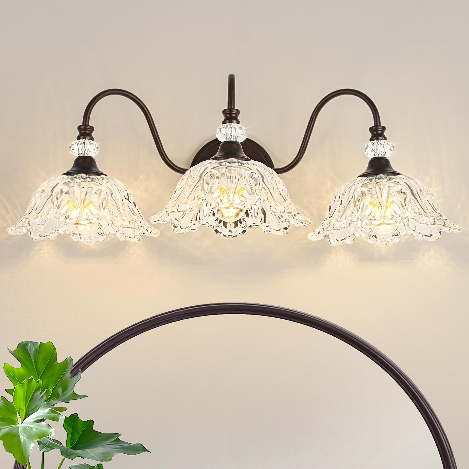 Oil Rubbed Bronze 3-Light Floral Crystal