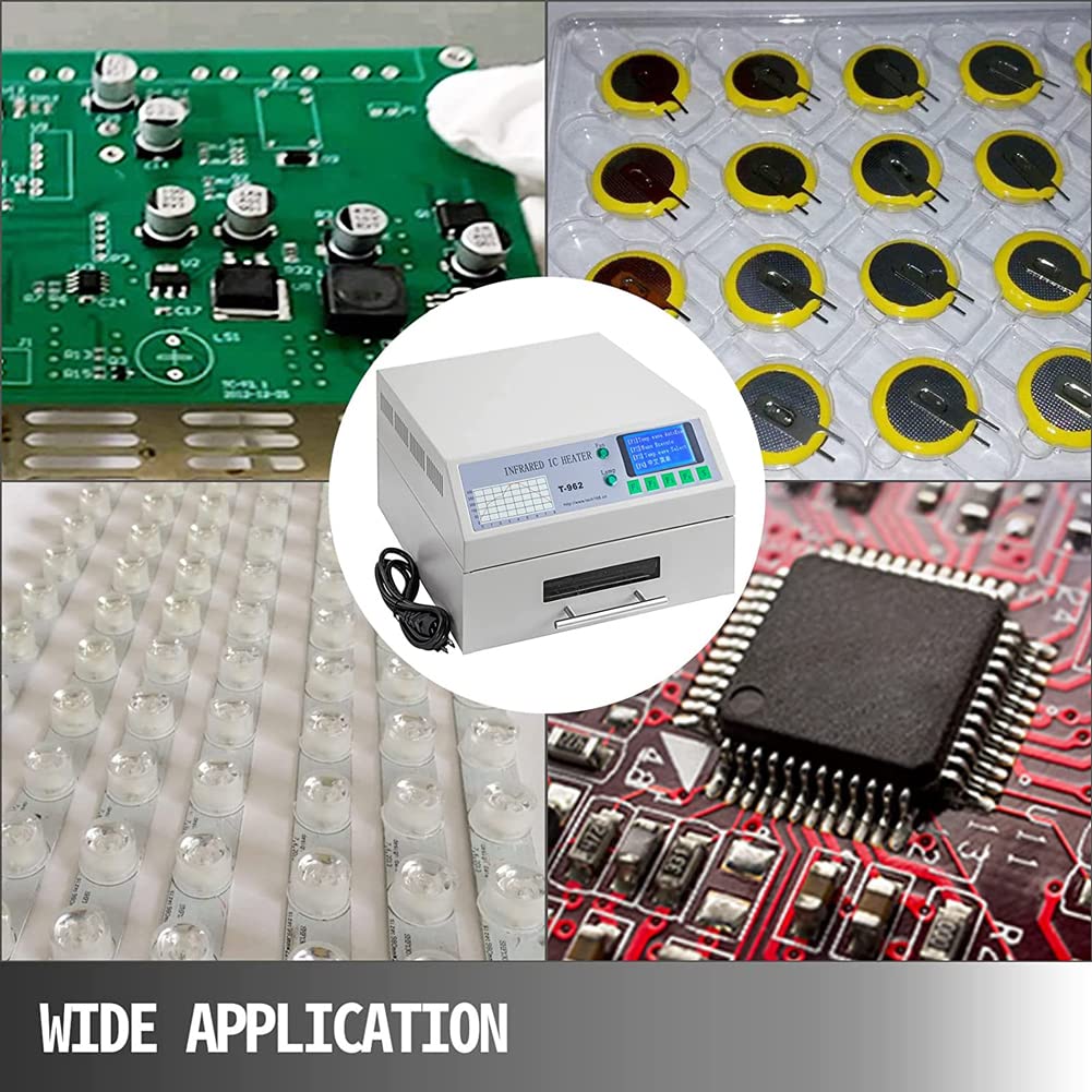 Lutownica rozpływowa 1500 W T962A, automatyczny grzejnik na podczerwień z cyrkulacją gorącego powietrza do lutowania PCB SMT, 300 x 320 mm profesjonalny piekarnik