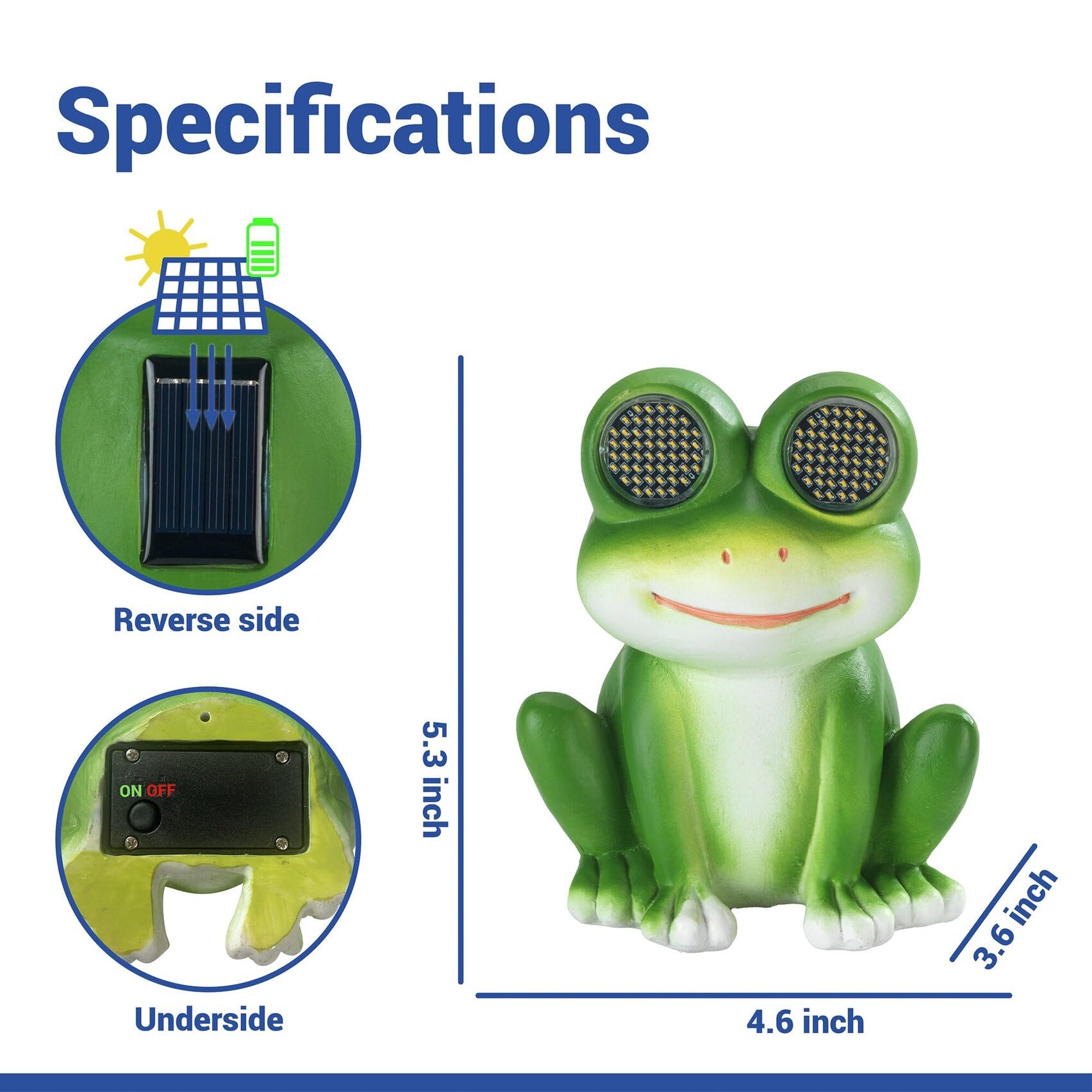 Maximex Figura Solar de jardín de Rana con Ojos LED, Resistente a la Intemperie, decoración Solar para jardín y terraza, con Sensor crepuscular, 11,8 x 13,5 x 9,3 cm, polirresina