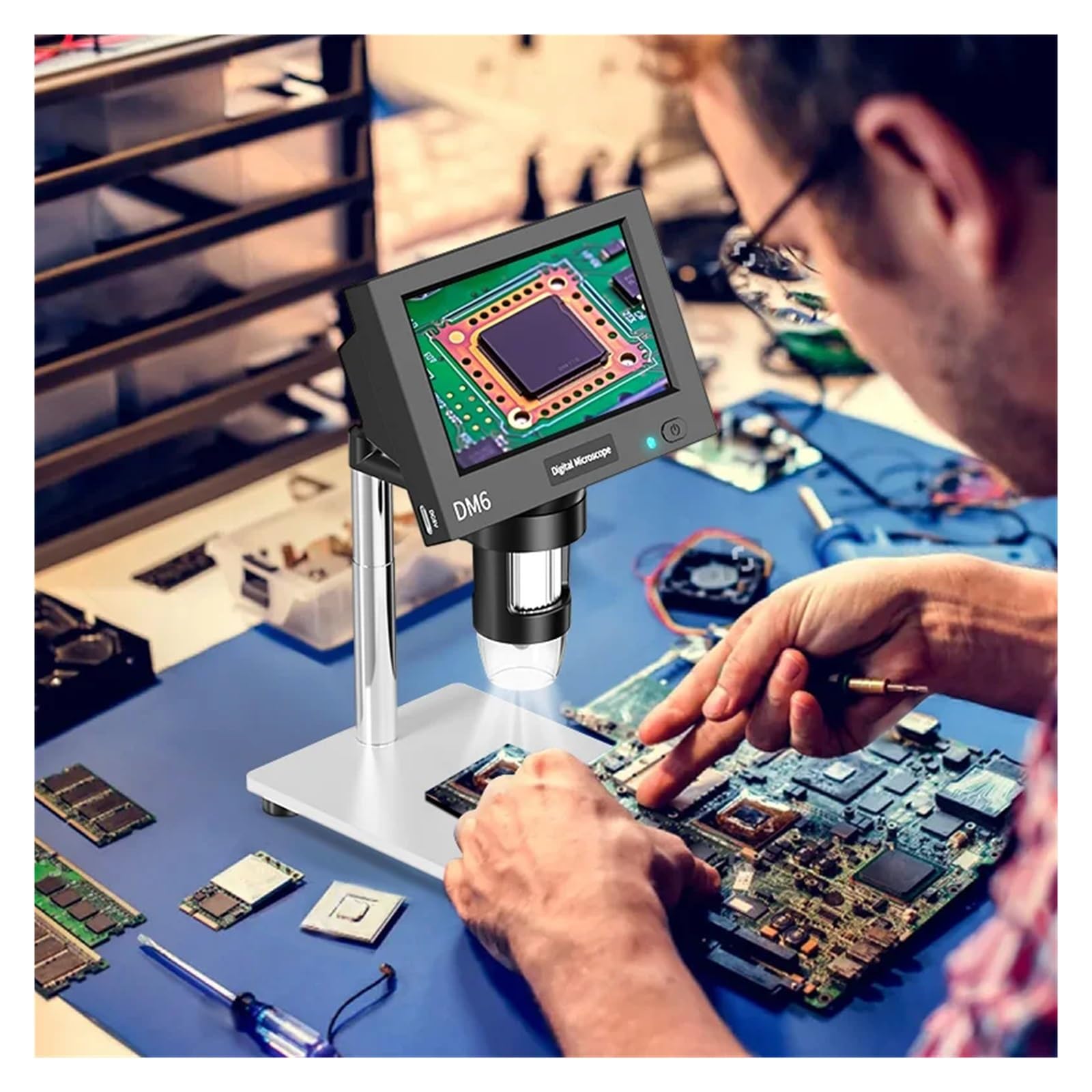 4.3inch LCD Digital Microscope 1000X Video For Adult With 8LEDs Soldering For Repair，pcb，plants
