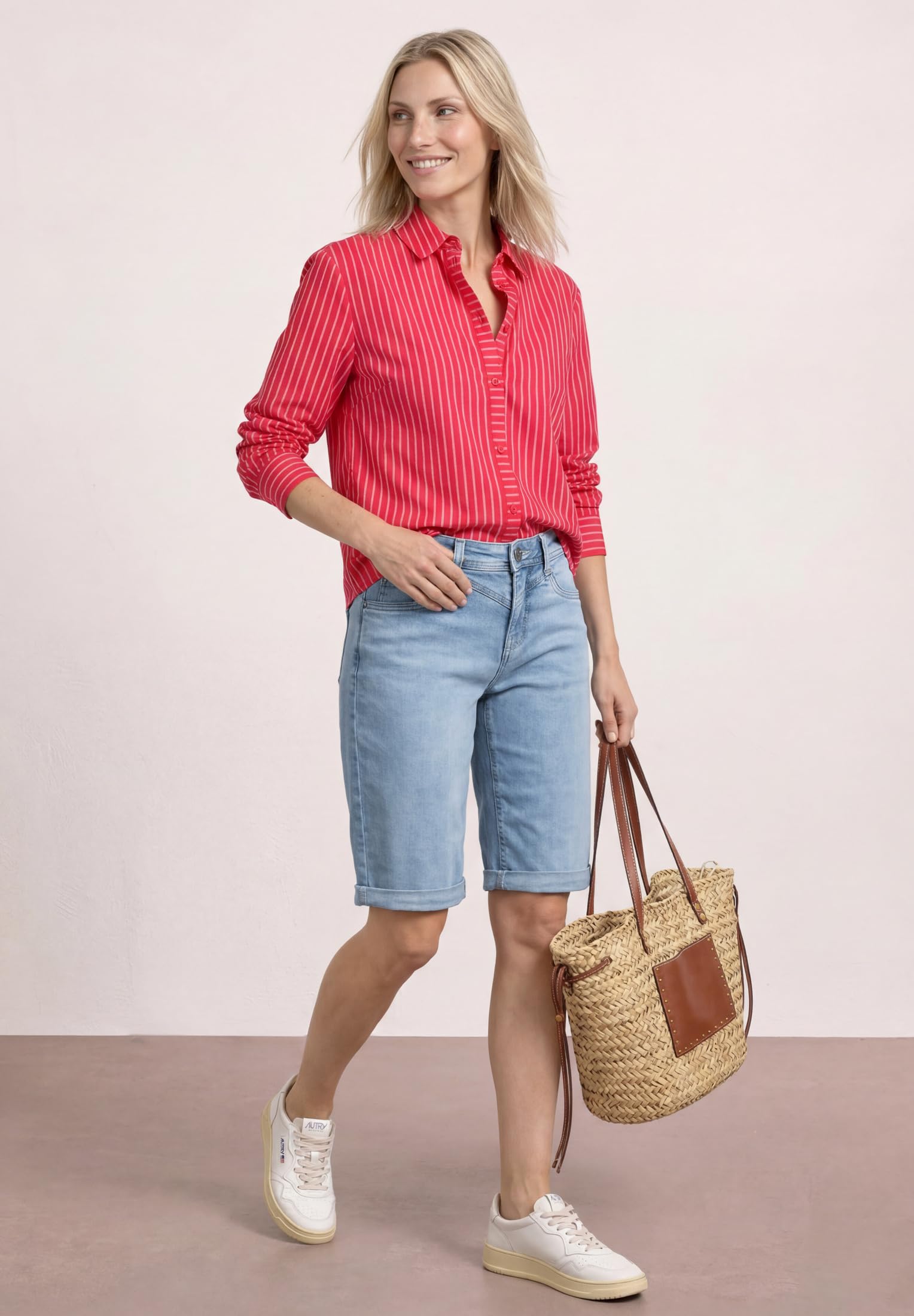 Street One Slim Leg Bermuda mit Turn-Up-Detail