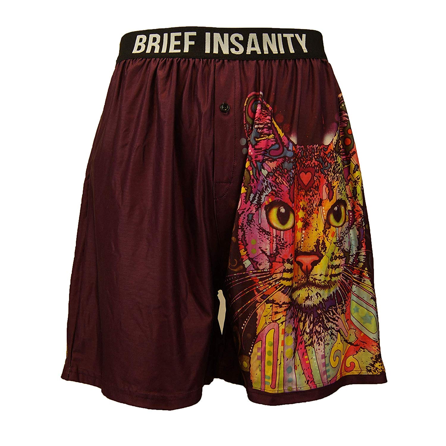 BRIEF INSANITYBoxer Briefs for Men and Women | Soft, Comfy Boxer Shorts - Animal Russo Cat Print Underwear