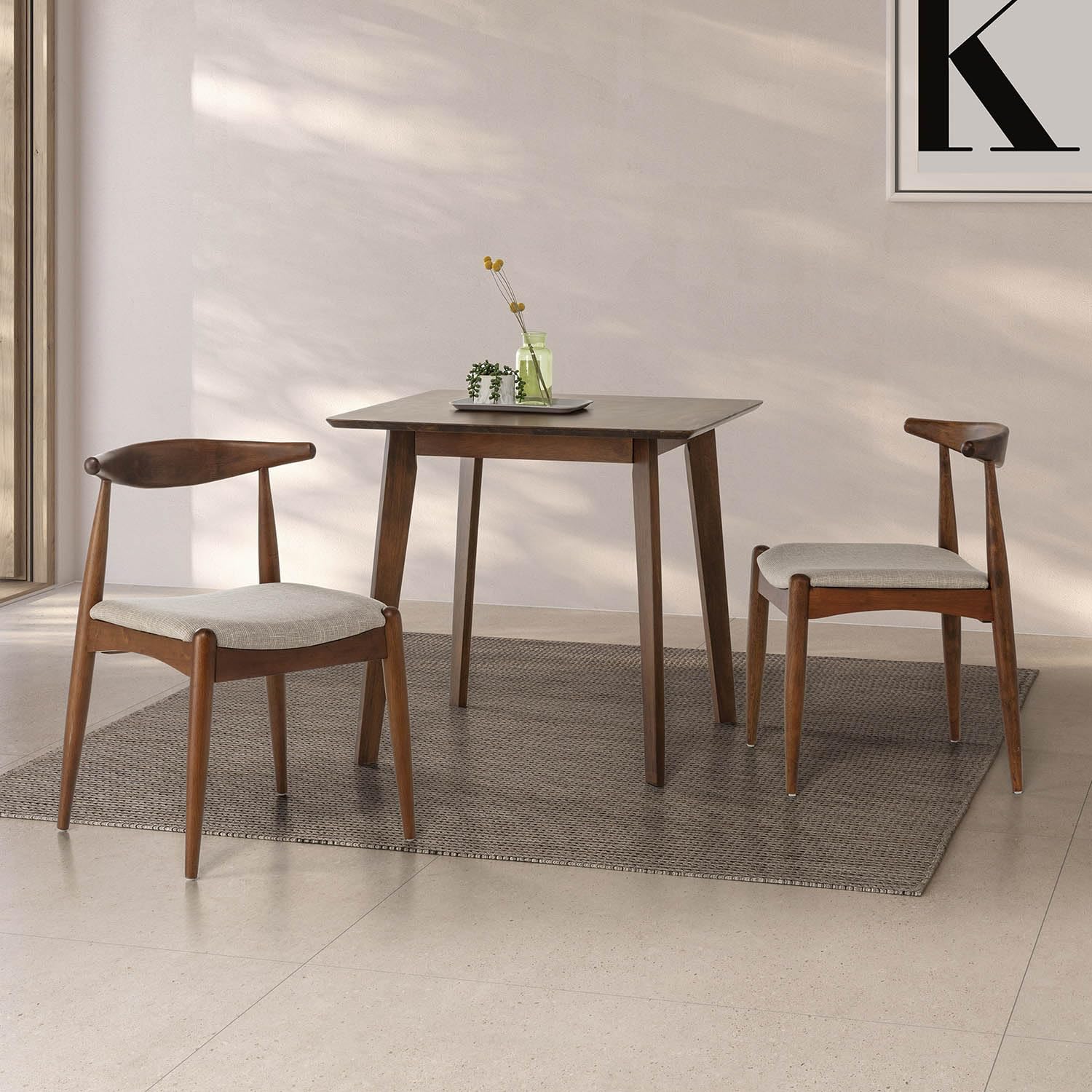 VS Venta-stock Pack 2 chaises Corzo Color Noyer, Bois Massif, 52,5 cm (Longueur) 50 cm (Profondeur) 74,5 cm (Hauteur)