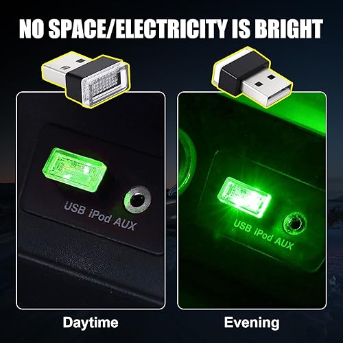 Miniatura 4 de Ziciner 4 lámparas LED USB para interior del automóvil, mini luz nocturna LED portátil, kit de iluminación ambiental de interfaz USB enchufable,