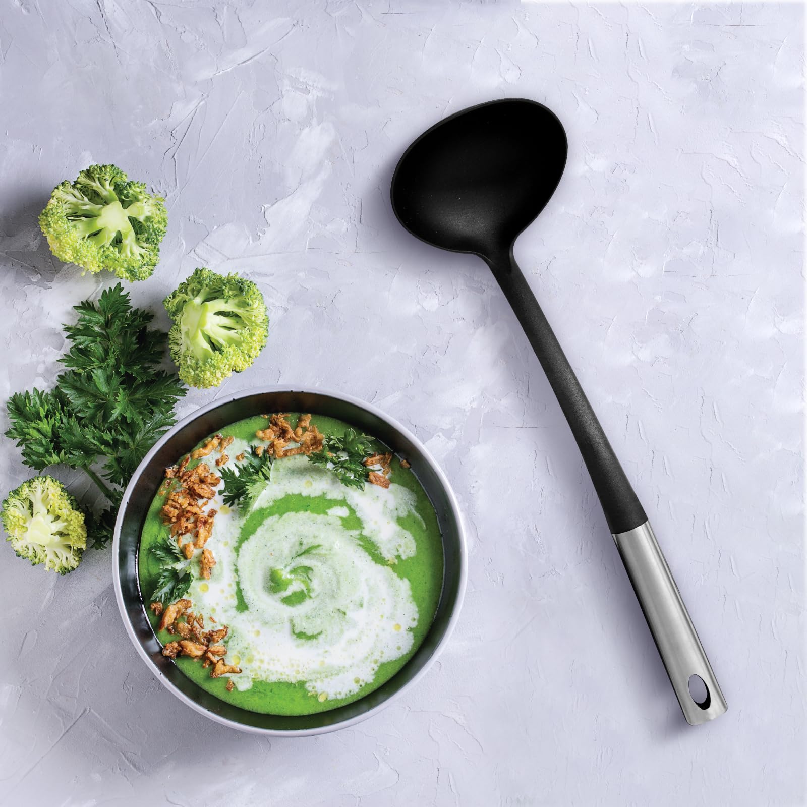 Fackelmann ORIGIN Soup Ladle, Soup Serving Spoon, Cooking Spoon, Plastic Function Head, Stainless Steel Handle - Image 4