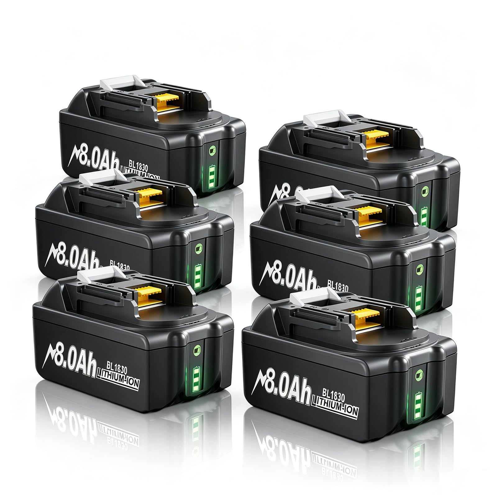 6 PACK 8000mAh Replacement Battery for Makita 18V Batteries — image 1