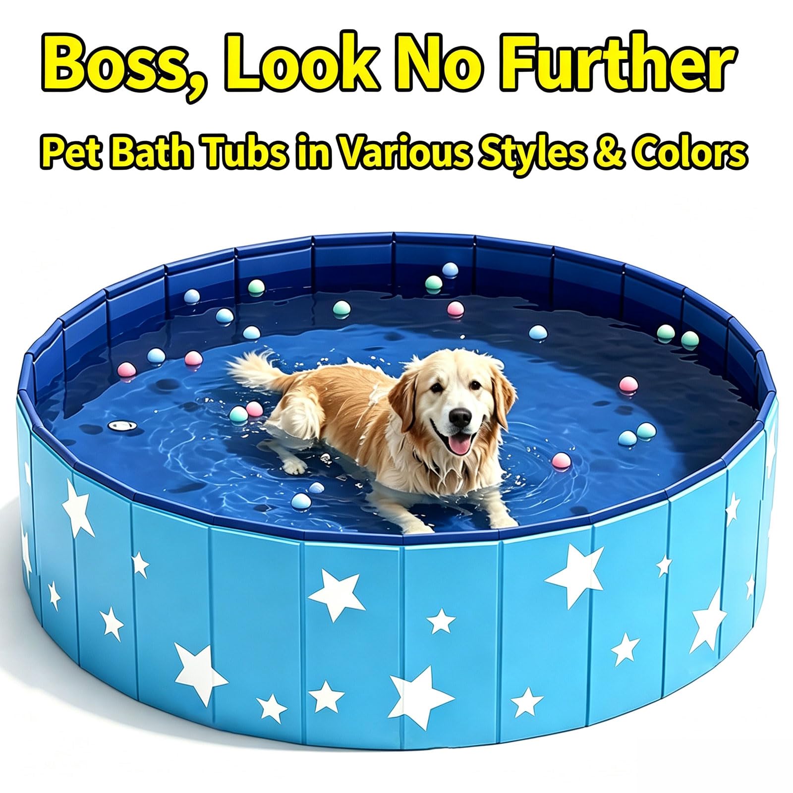 Piscina per Cani 120 x 30cm Vasca per Cani Pieghevole Senza gonfiare in PVC Vasca Rigida e Rotonda con Scarico Antiscivolo Vasca Portatile Interattiva per Cani Gatti Cuccioli Animali