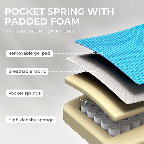 Miniatura 10 de Dowinx Silla de juegos de tela transpirable con almohadilla de gel y bolsa de almacenamiento, cómoda silla de jugador con cojín de resorte de