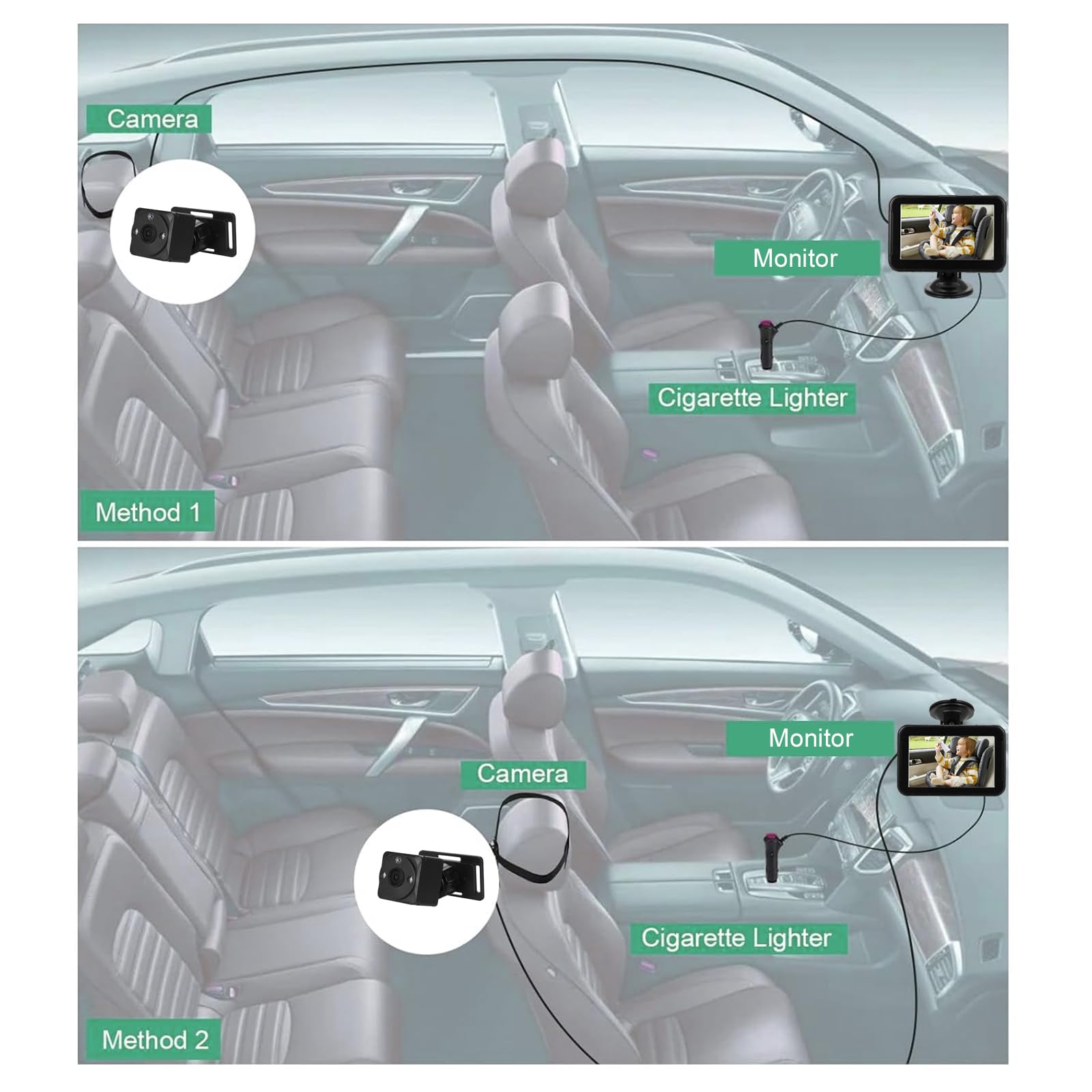 Shkalacar Specchio per Auto per Bambini, Monitor per Bambini da 5'' HD 1080P con Telecamera per seggiolino Auto per Neonati Telecamera per Sedile Posteriore con Ampia Visione Chiara per Neonati