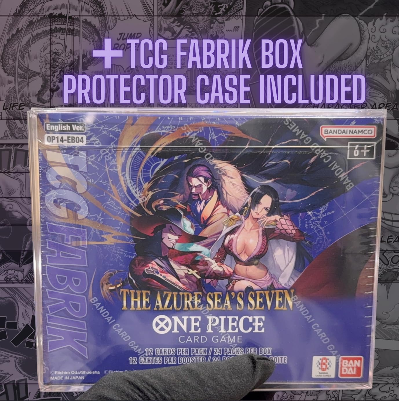OP14 The Azure SEA'S Seven Booster Box English OP-14 Booster Box Display Factory Sealed for OP14 One Piece Cards English TCG (24 Packs) + Custom TCG Fabrik Don Card