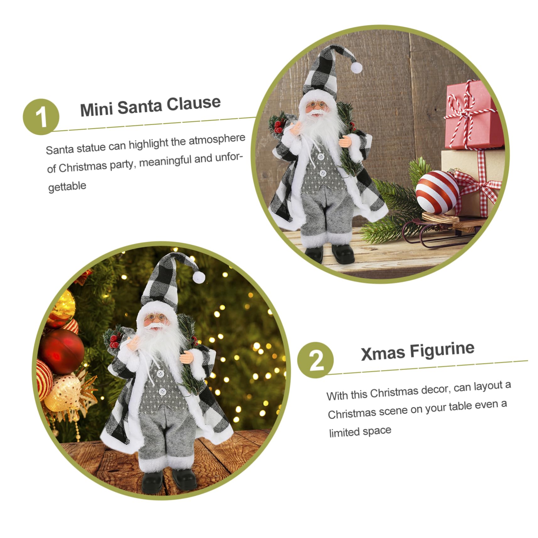 Abaodam Statuina di Babbo Natale Decorativa da Tavolo Statua Natalizia da Collezione Oggetto di Scena per Feste di Natale