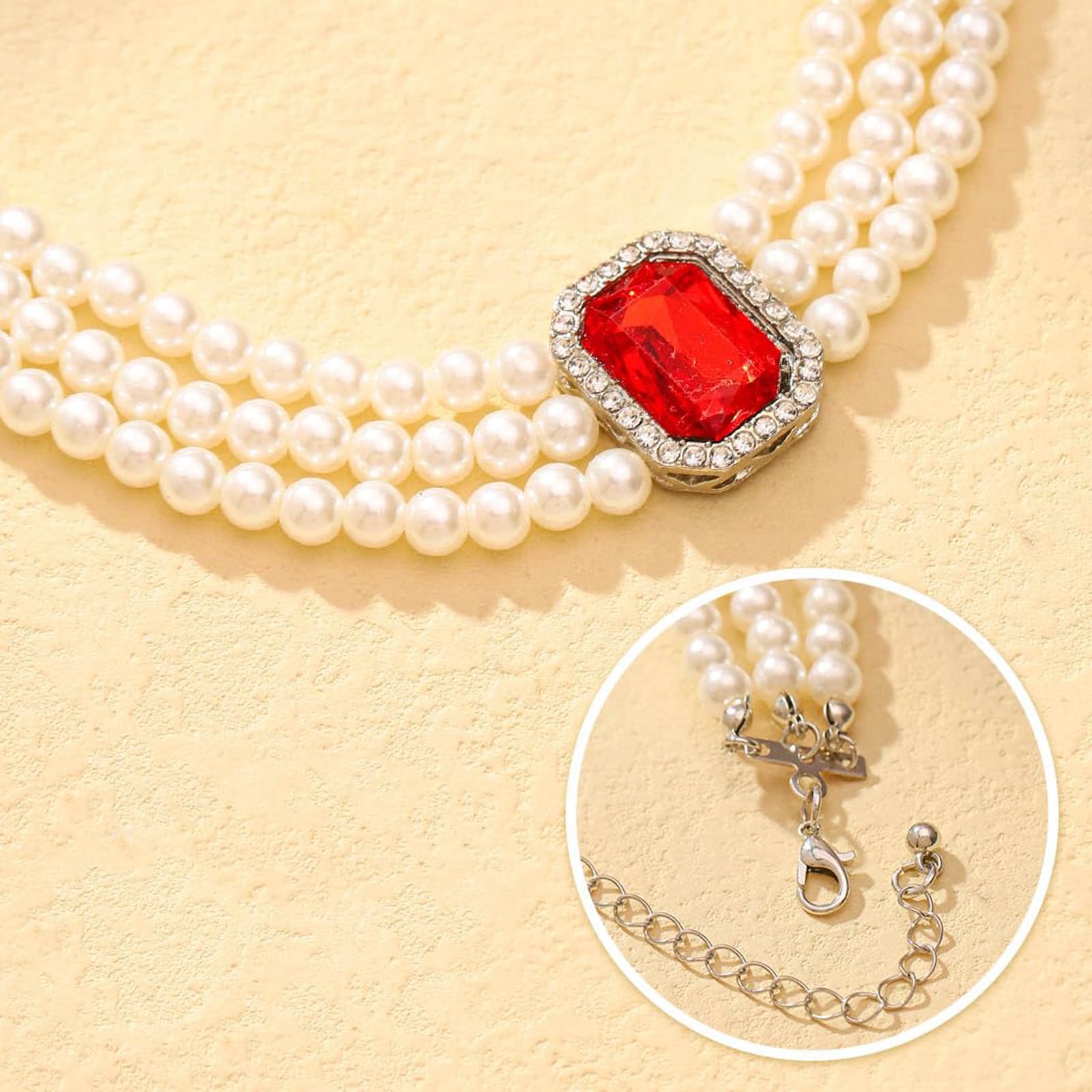 Conjunto de Joyas Perlas Mujer 3 Piezas Multicapa Collares y Pulseras de Perlas Pendientes de Cristal Geométricos Vintage Juego de Joyas para Fiestas Bailes de Graduación Bodas Festivales