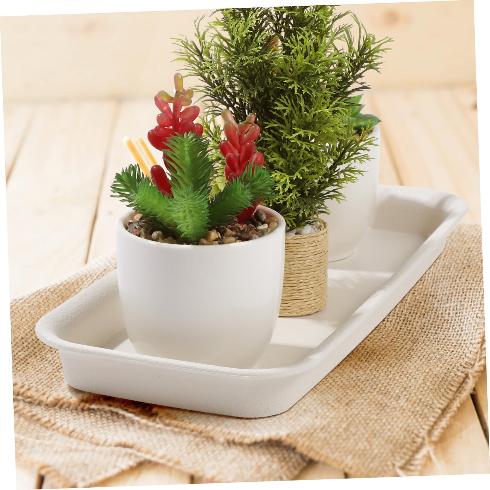 Milisten 5 Stück Blumentopf Untersetzer aus Kunststoff Rechteckig Beige Atmungsaktiv und Wassersparend zum Schutz der Oberfläche während Sommerferien