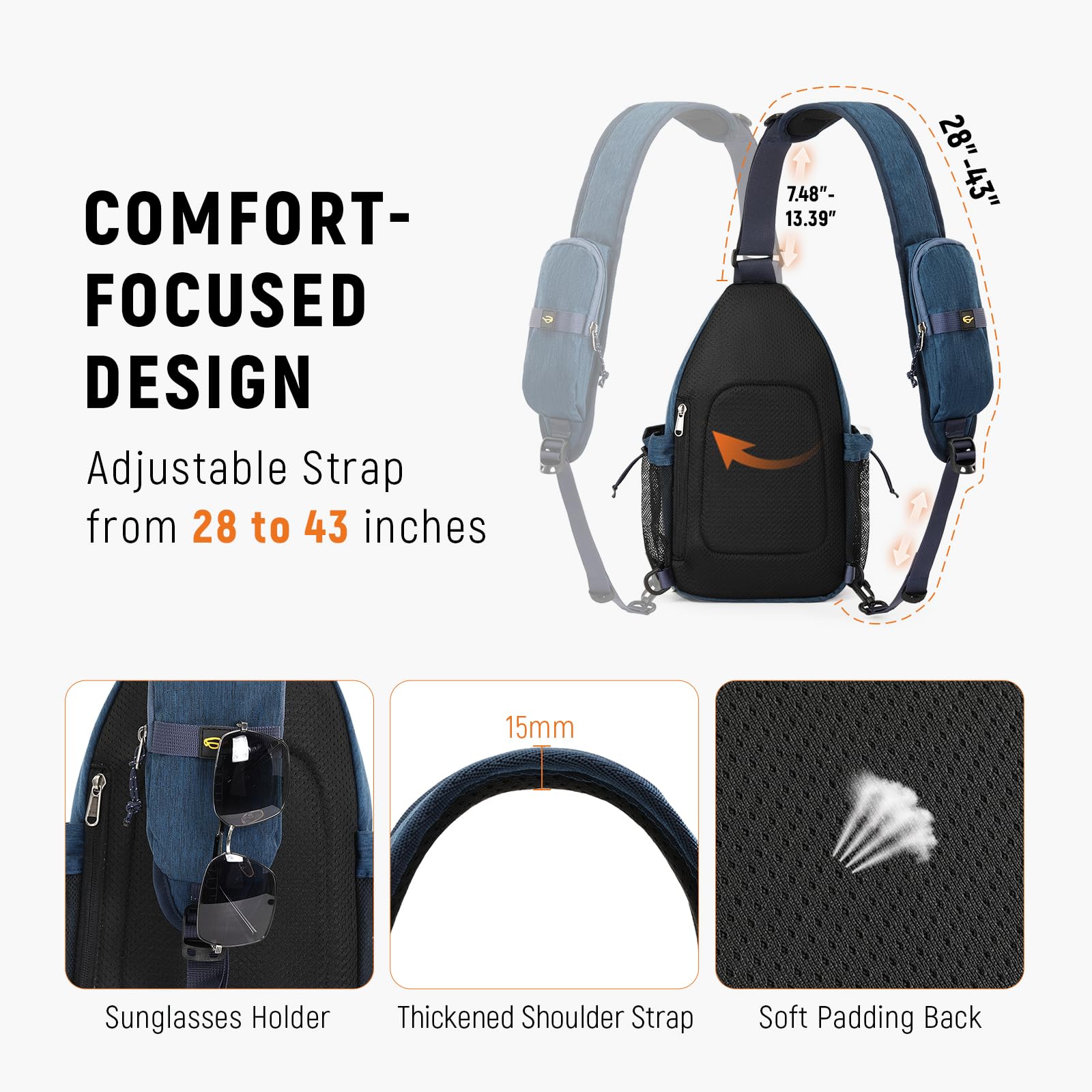 SKYSPER Zaino Monospalla da uomo Borsa a tracolla Anti-furto Tracolla Borsa Casual Sport Sling Bag Crossbody Trekking Viaggio