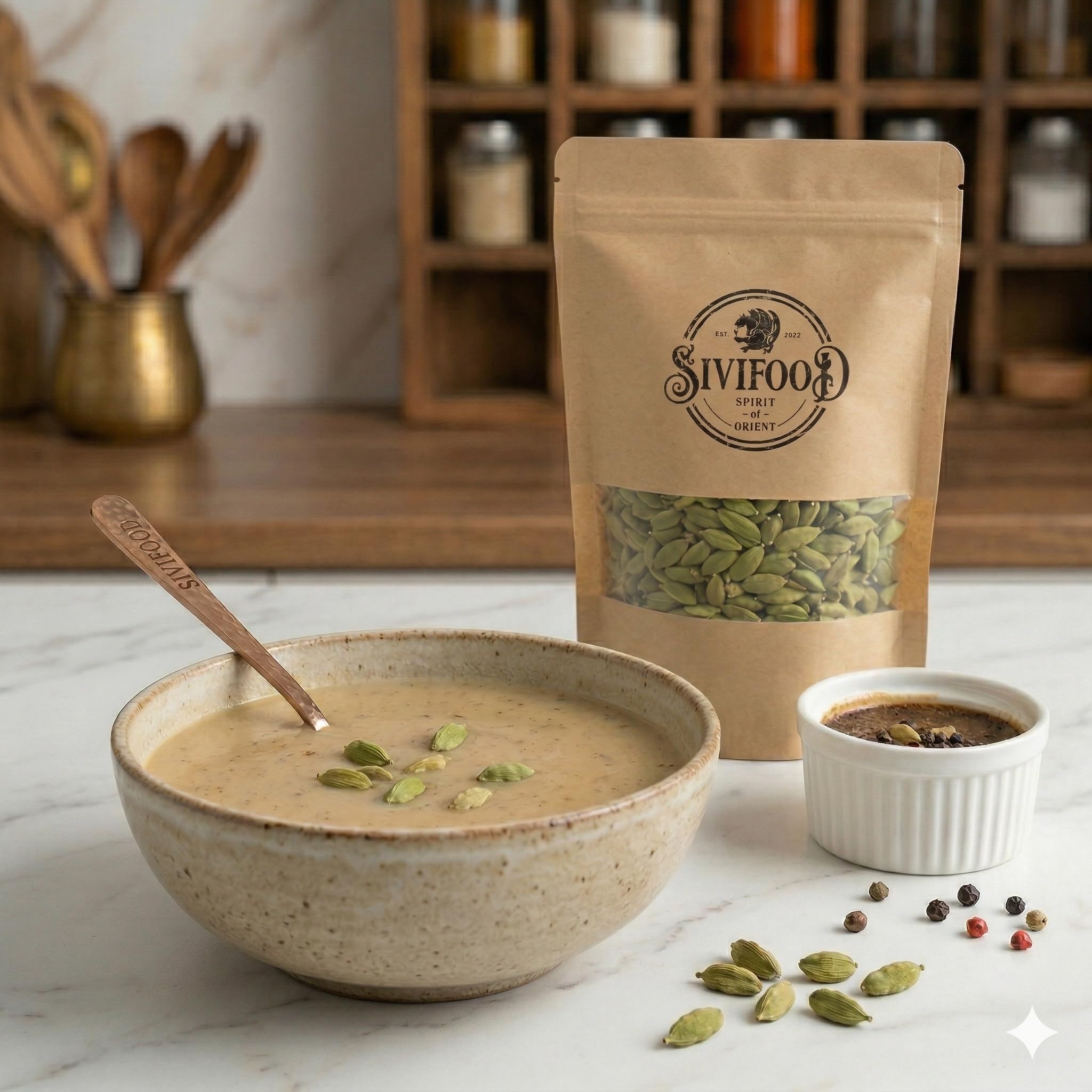 SIVIFOOD Cardamomo verde intero in capsule 250g – Naturale e selezionato a mano – 100% puro e non trattato – Spezia aromatica di alta qualità per cucina e infusi – Qualità premium