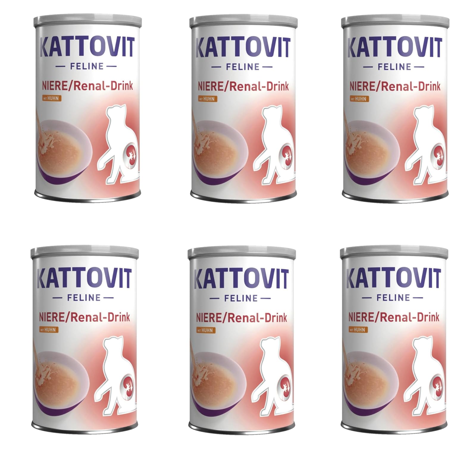 Kattovit Kidney/Renal-Drink Chicken | Pack of 6 | 6 x 135ml | Complementary Food for Adult Cats | Chicken Meat Pieces | Support Kidney Function
