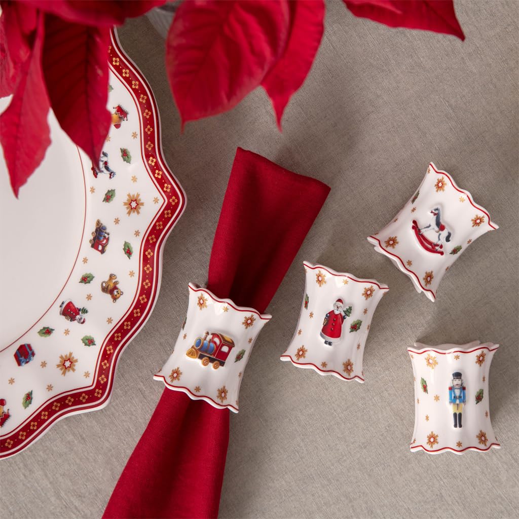 Villeroy & Boch - Toy's Delight Serviettenringe 4er-Set Bunt, Weihnachtsdeko, Tischdekoration, Ringe für Servietten Weihnachten, Weihnachtsdekoration, Deko Weihnachten, Premium Porzellan