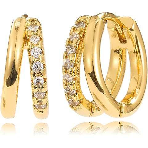 Gold Hoop Earrings for Women,14K Gold Plated Huggie Hoop Earrings for Gift