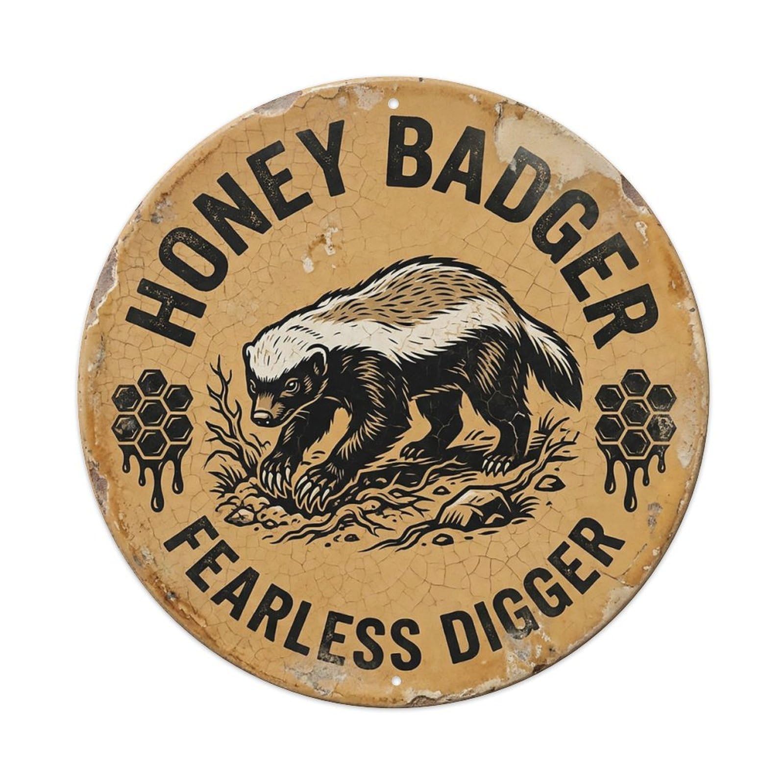 Cxhjca 8X8inch(20X20cm) Honey Badger Fearless Digger Metal Tin Sign