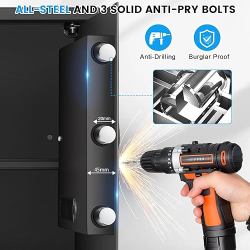 Miniatura 5 de 2.2 Cub Safe Box Fireproof Waterproof, Large Fireproof Safe with Fireproof Waterproof Bag, Digital Keypad Key, Inner Cabinet Box, LED Light, Home