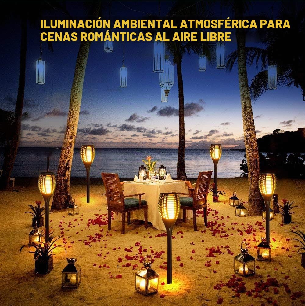 FVTLED Jardín solar, luz solar, 96 LED, encendido y apagado automático hasta el amanecer, (sensor de luz), luz de jardín, lámpara exterior, resistente al agua IP65