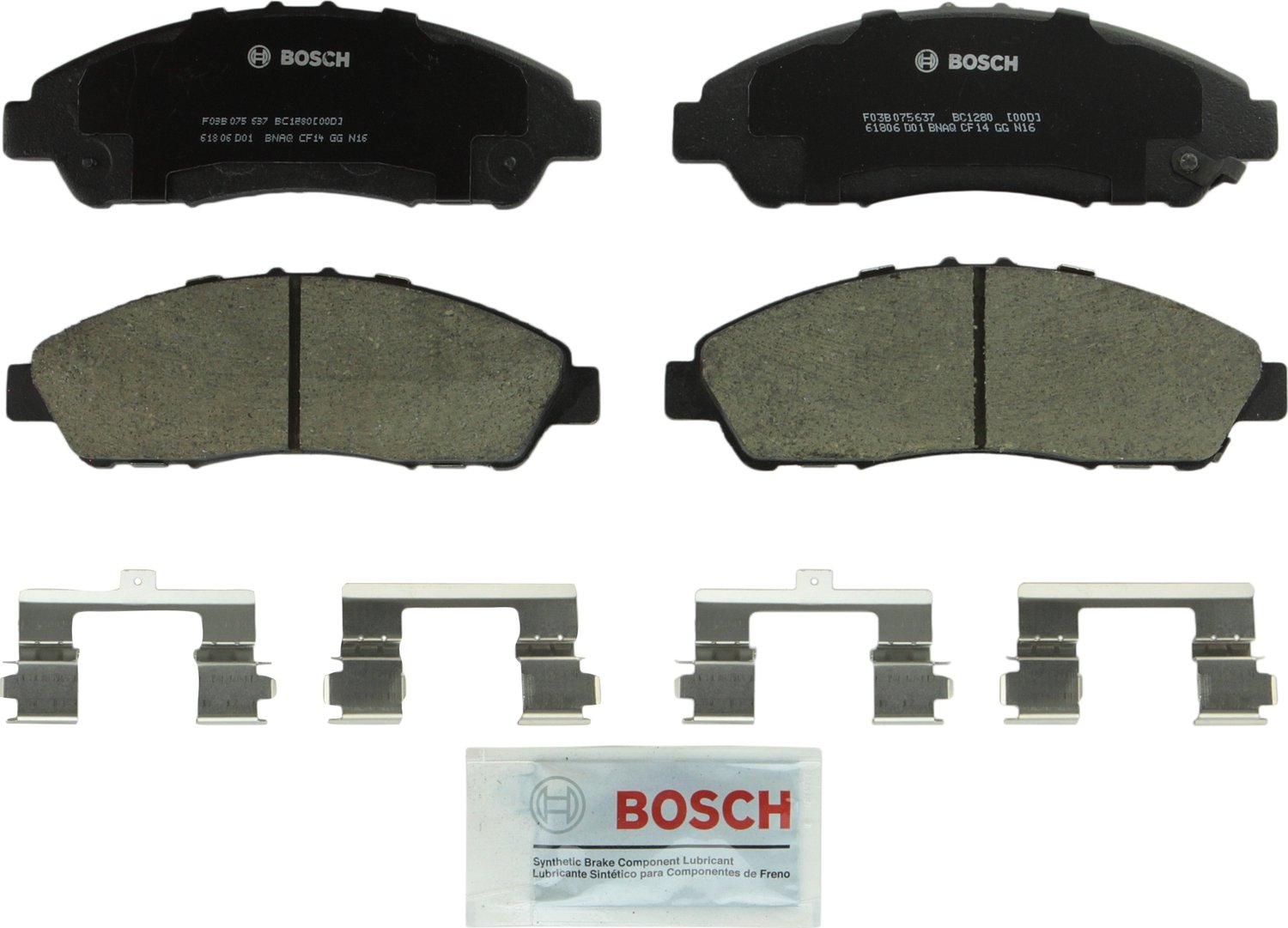 BOSCH BC1280 QuietCast Premium Ceramic Disc Brake Pad Set - Compatible with Select Acura MDX, ZDX; Honda Pilot; FRONT
