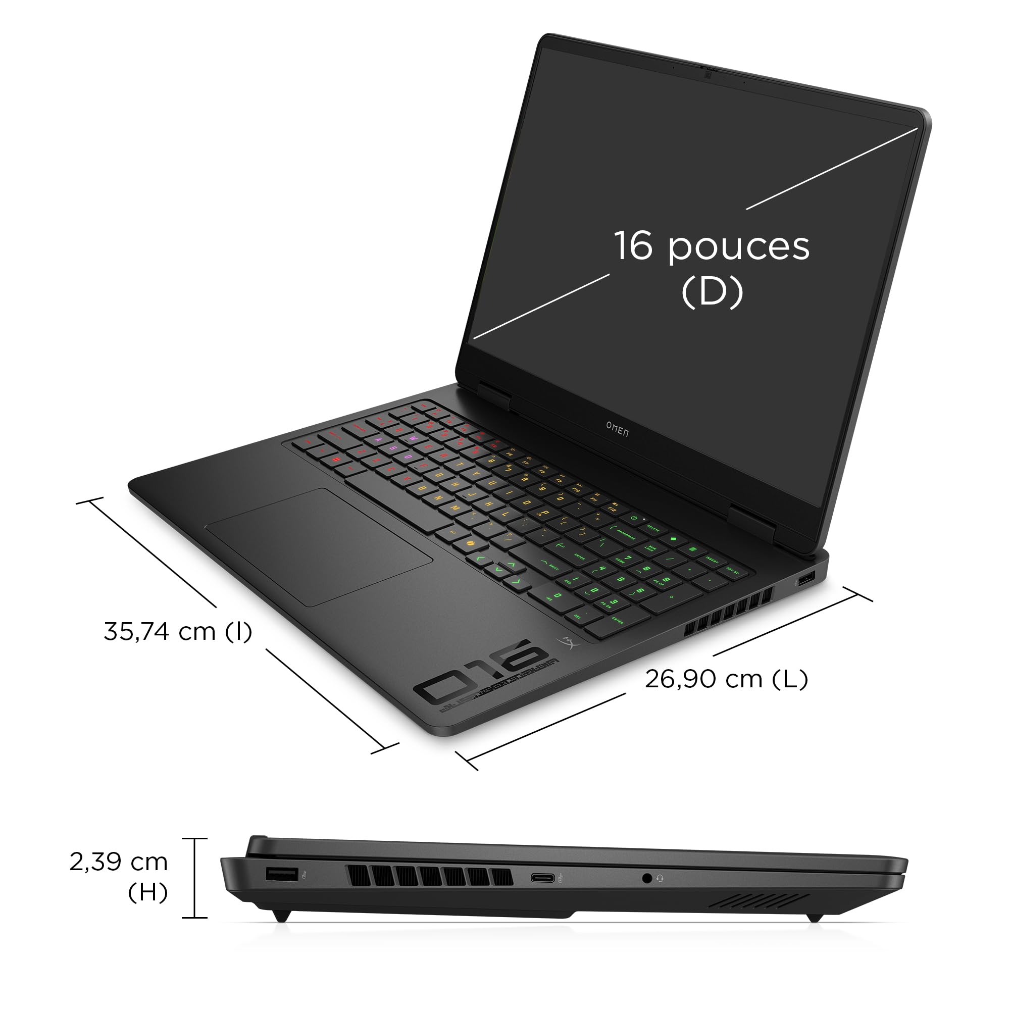 HP Omen 16-am0002sf Gaming-Laptop 16 Zoll FHD IPS 144 Hz, Gamer Laptop (Intel Core 7 240H, 16 GB RAM, 1024 GB SSD, NVIDIA GeForce RTX 5060 8 GB, Windows 11) Schwarz, AZERTY