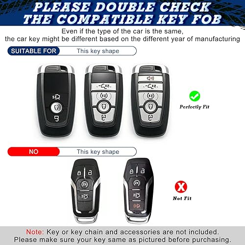 Miniatura 2 de Xotic Tech - Carcasa para llavero de TPU plateado, compatible con Ford Edge Escape Expedition Explorer Mustang Ranger F-150 F-250 o Lincoln Corsair
