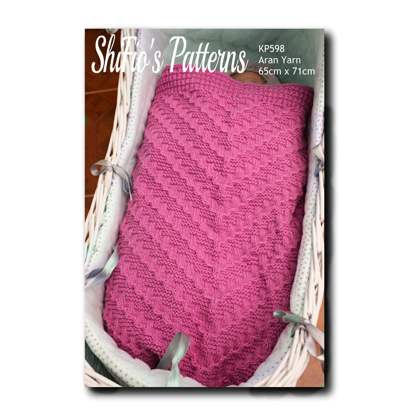 Knitting Pattern for Babies Aran Blanket, Easy Baby Blanket Knitting Pattern, Aran Yarn Baby Afghan Knitting Pattern, Finished Measurements 65cm x 71cm, KP598
