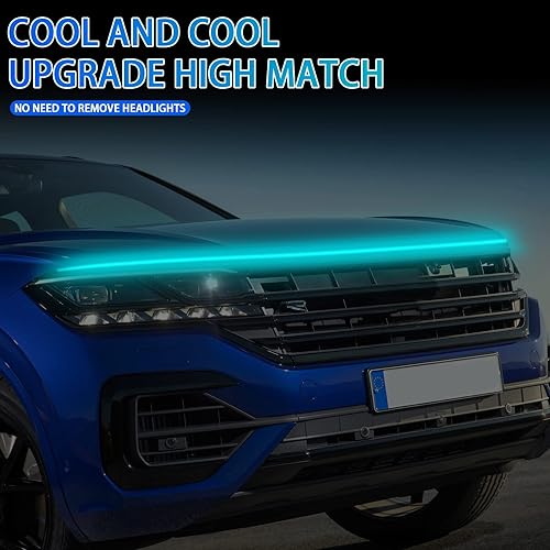 Miniatura 7 de Tira de luces LED para capó de automóvil, luces exteriores para capó de automóvil, 71 pulgadas, accesorios universales para automóvil, guía de capó