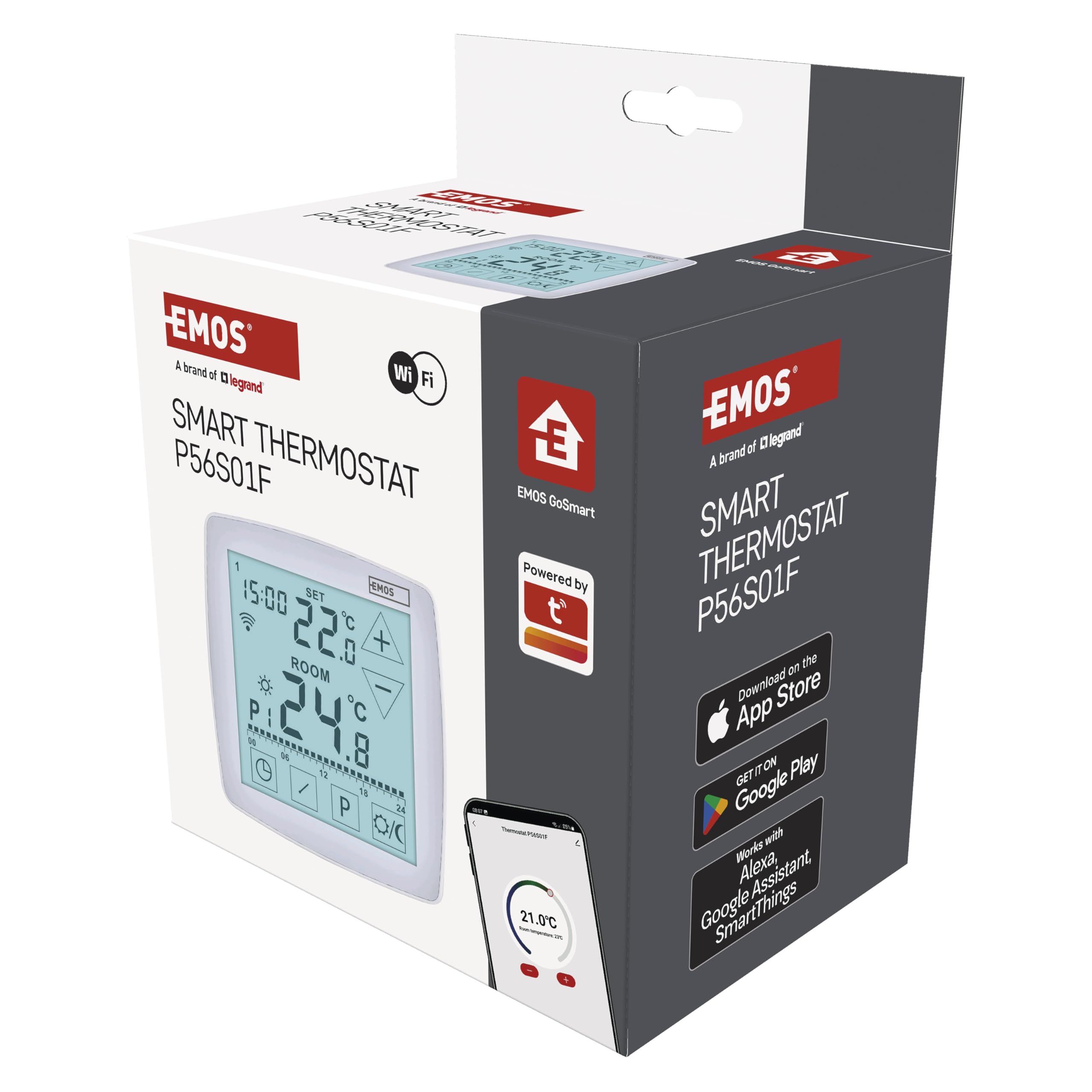EMOS GoSmart - Smart Home Raumthermostat mit App - WiFi - Open Therm Thermostat für Fußbodenheizung - mit Touch-Bedienung - energiesparend - Tuya, Smart Life, Google Assistant und Alexa kompatibel