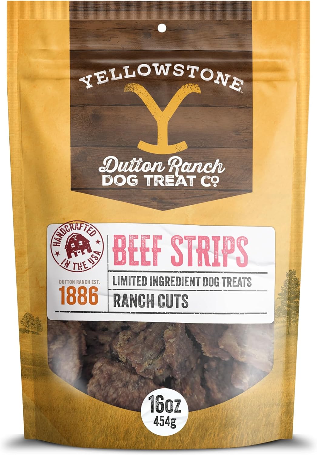 Authentic Yellowstone Dutton Ranch Dog Treat Co. - Limited Ingredient Ranch Cuts: Beef Strips - Premium Dog Treats with No Additives, Preservatives or Fillers - Made in the USA - 16oz