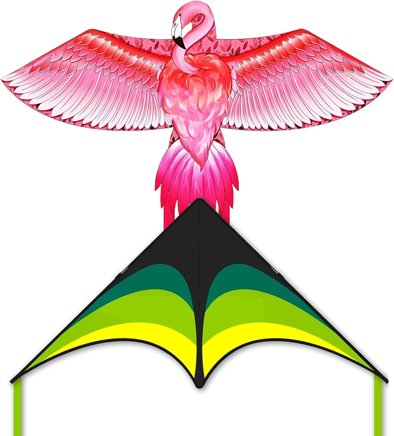 Mint’s Colorful Life Large Flamingo Kite & Black Green Delta Kite for Kids & Adults, Extremely Easy to Fly Kite, Best Kite for Beginner