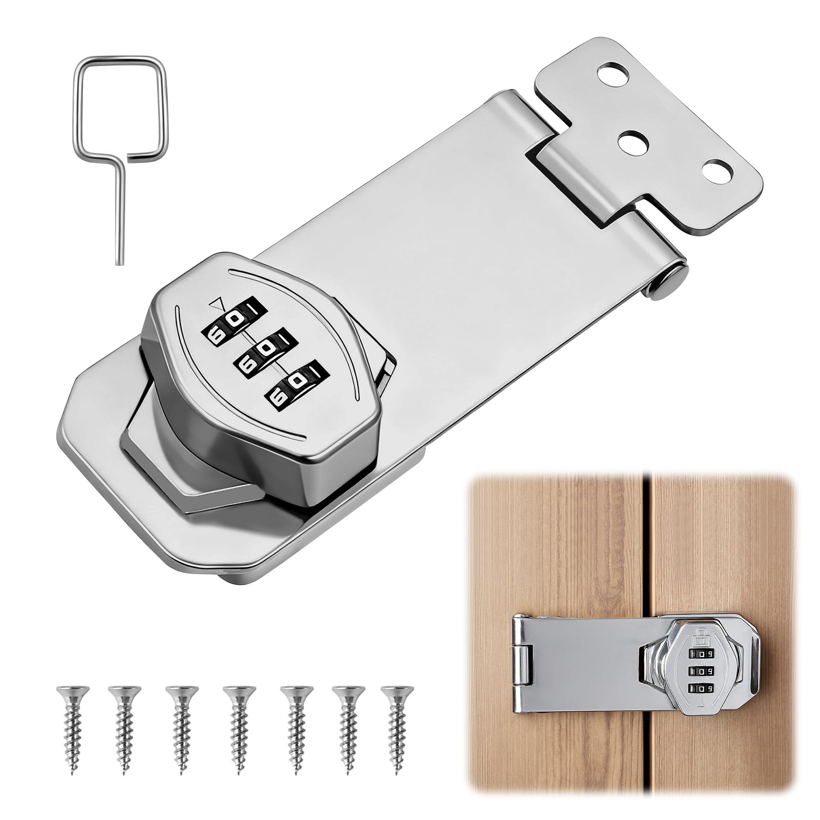 Cerradura de Armario con Código 4 Pulgadas, Cerradura sin Llave con Contraseña, Pestillo de Seguridad para Cajones, Gabinetes, Roperos y Muebles