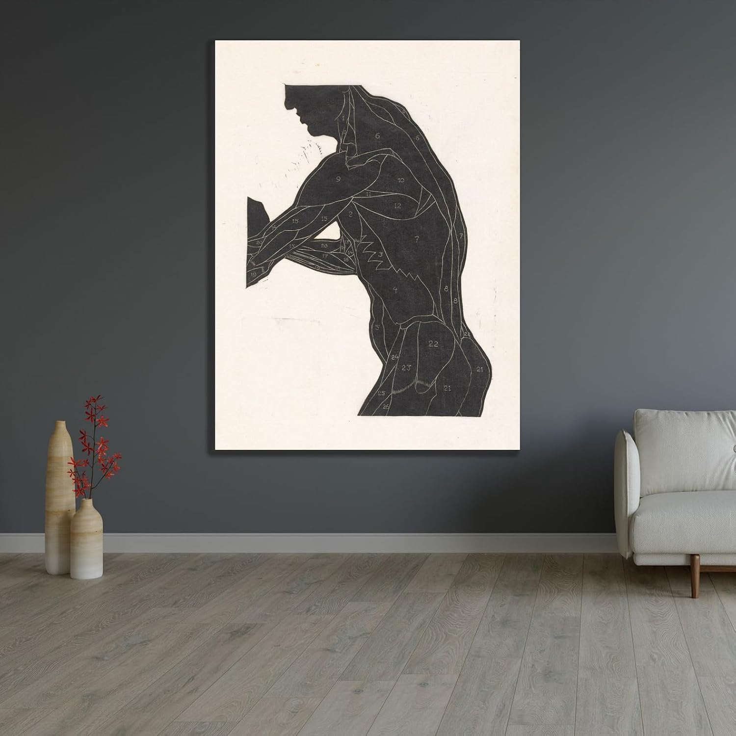 ArtDirect Anatomical study of the side and arm muscles of a man in silhouette (1906) Unframed Art Print Giclee Poster by Reijer Stolk - Ready for Framing with Customization Sizes 7x10, 10x14, 15x20, 24x32, 36x48 and 45x60 inches