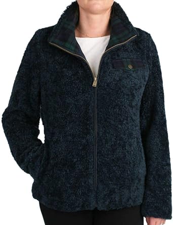 Pendleton Ladies Fuzzy Zip Jacket M, Dark Blue