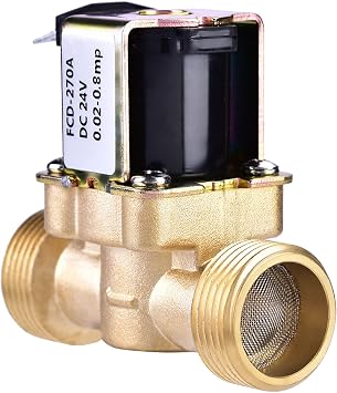 DC 24V 3/4" Low-Pressure Solenoid Valve Water Inlet Valve, Normally Closed Brass Electromagnetic Valve, Pressure Regulating Valve for Water Control
