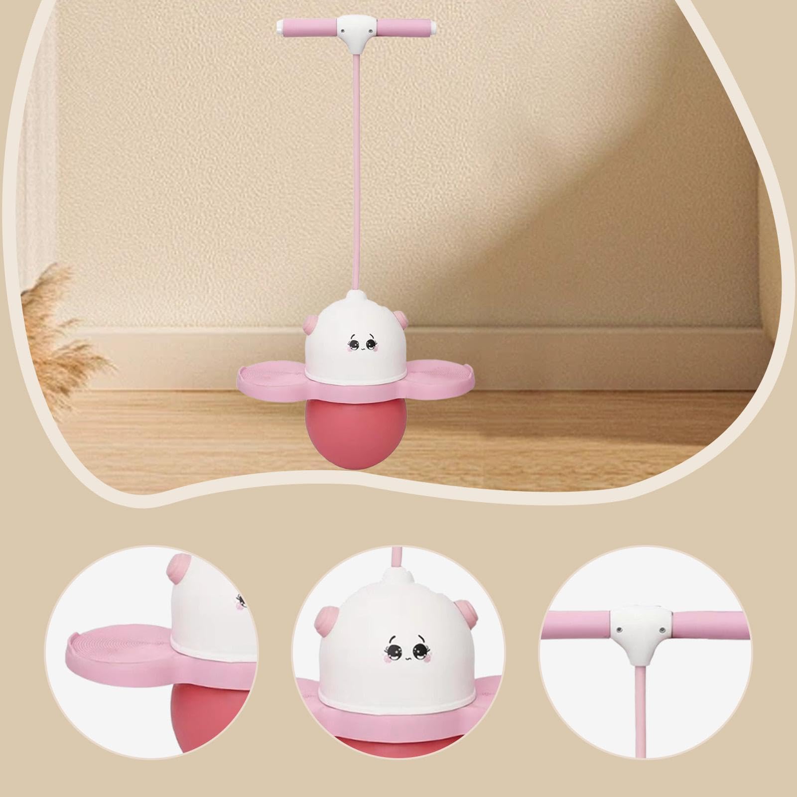Kids Pogo Ball Sprungspielzeug mit Griff Kinder Hüpfball mit Licht Anti Rutsch Balance Cartoon Trainingsspiel für Jungen Wo