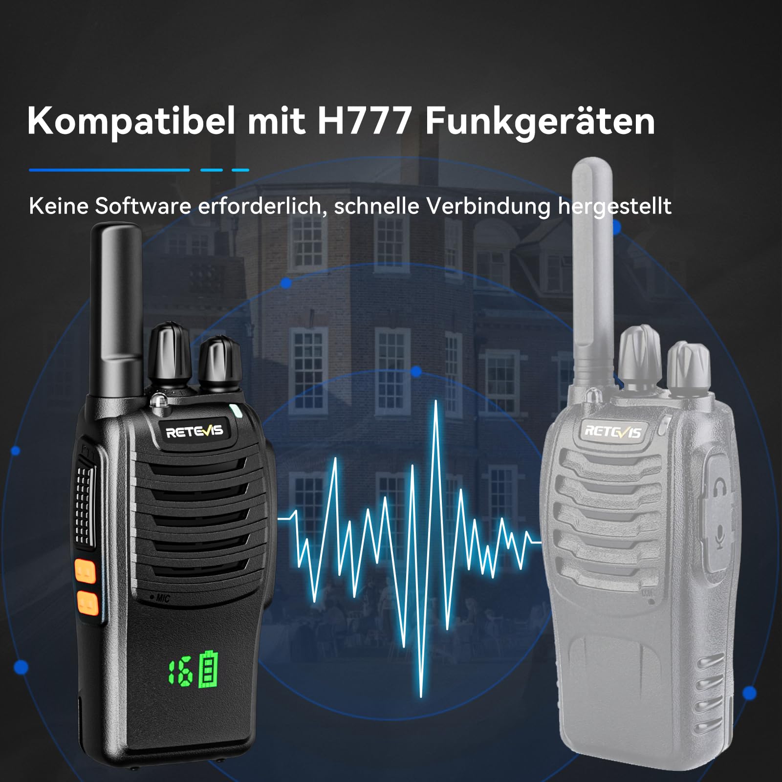 Retevis H777H Talkie Walkie Professionnel Rechargeable avec Écran et Chargeur 6 Emplacements, Noir, 6 Pièces
