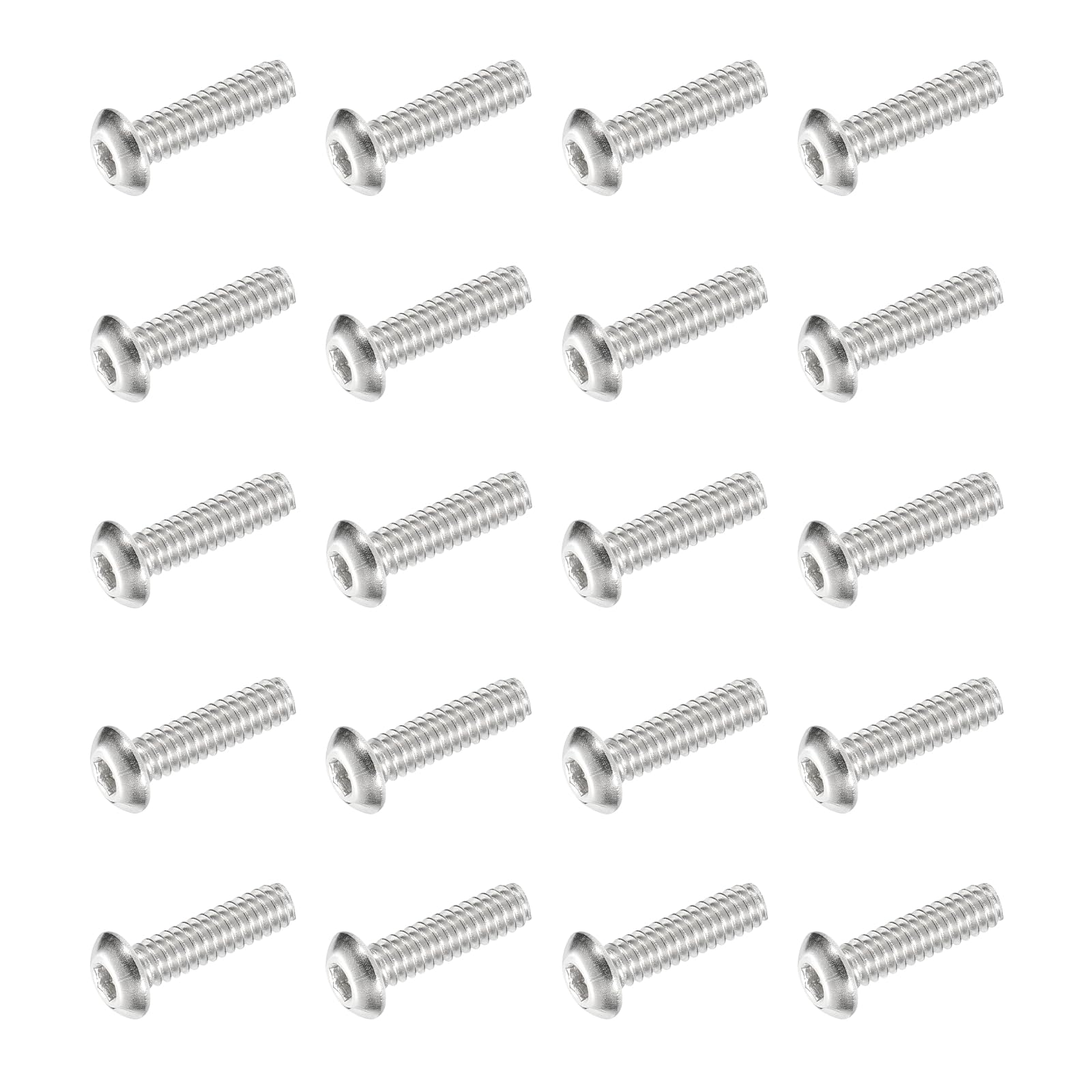 PATIKIL Button Head Socket Cap Screws, 20 PCS #10-24 UNC x 3/4 Inch 304 Stainless Steel Hex Drive Fully Thread Machine Bolts Screw for Furniture Water Pump Light Fixture, Silver โ image 1