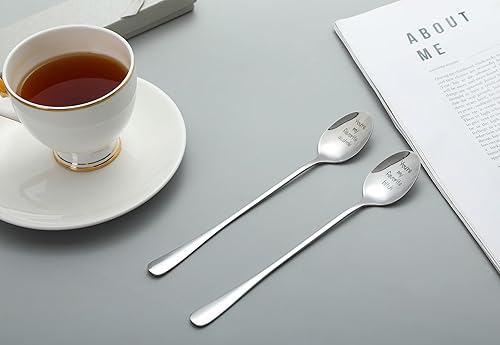 Miniatura 6 de Juego de cucharas de café de acero inoxidable dorado para parejas, día de San Valentín o aniversario de boda, regalos divertidos, en caja de regalo