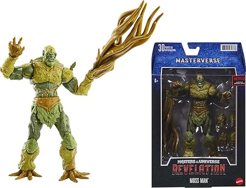 Masters of the Universe Masterverse Revelation Figura de acción y accesorios, Moss Man MOTU coleccionable con articulación y piezas intercambiables,